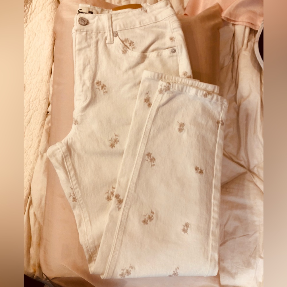 Seven7 Off-White Straight Jeans